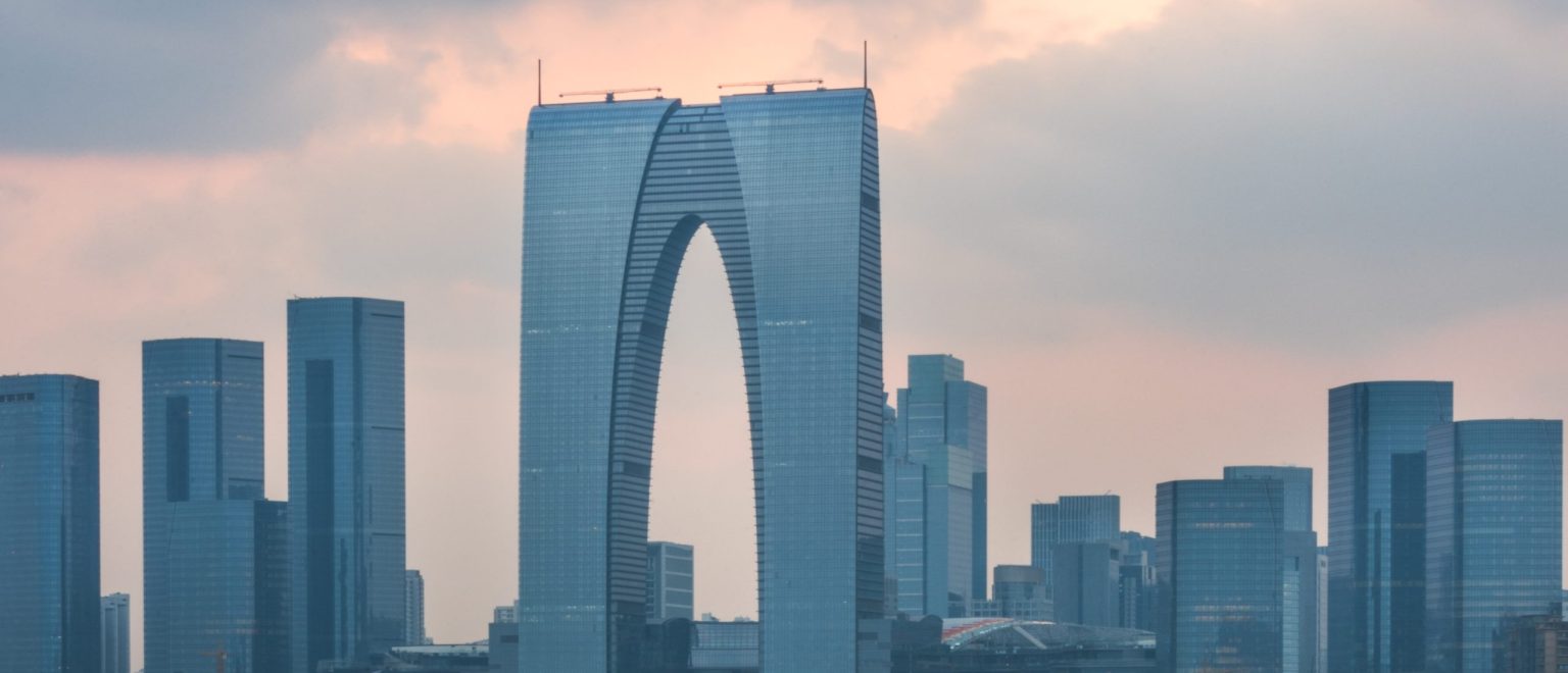 Downtown City skyline along the River in China.