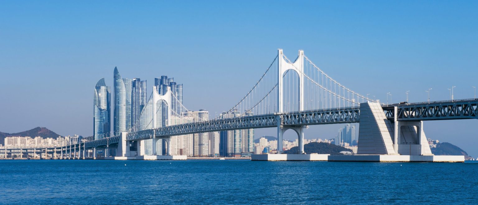 Gwangan bridge and Haeundae in Busan,Korea